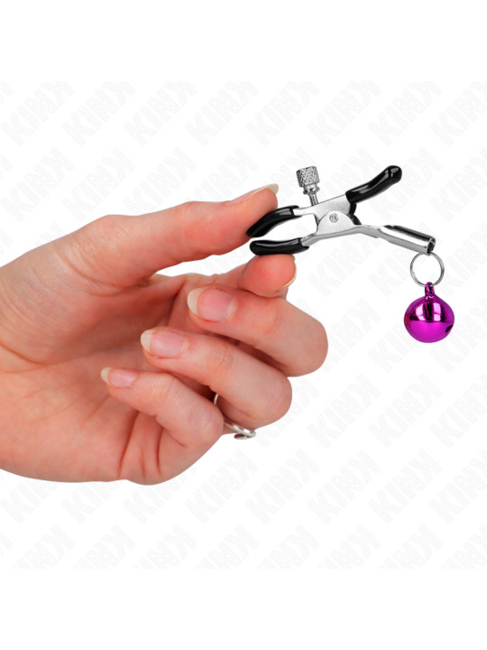 KINK - PINZAS PARA PEZONES CON CAMPANILLA VIOLETA 6 CM DE LA MARCA KINK NIPPLE GRIP