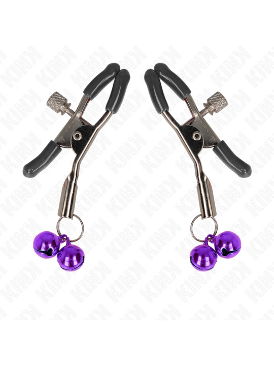 PINZAS PARA PEZONES CON CAMPANILLAS VIOLETAS KINK 6 CM DE LA MARCA KINK NIPPLE GRIP