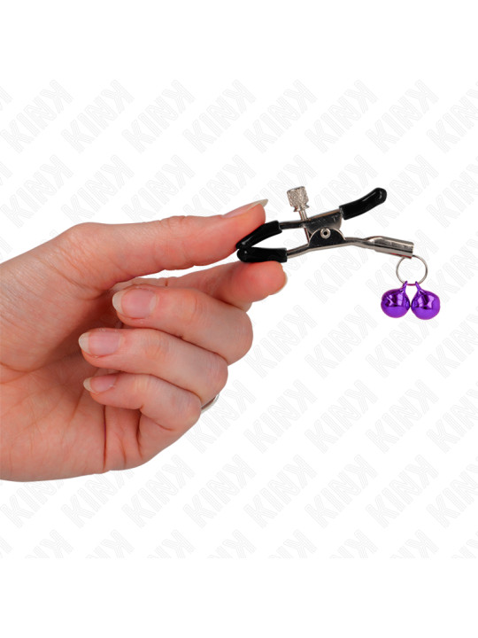 PINZAS PARA PEZONES CON CAMPANILLAS VIOLETAS KINK 6 CM DE LA MARCA KINK NIPPLE GRIP