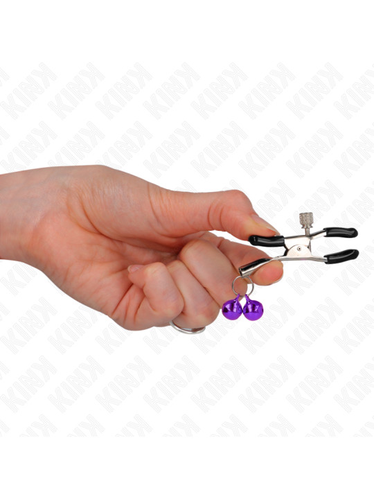 PINZAS PARA PEZONES CON CAMPANILLAS VIOLETAS KINK 6 CM DE LA MARCA KINK NIPPLE GRIP