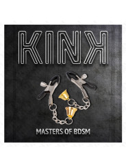 PINZAS PARA PEZONES CON CAMPANA DORADA KINK 6 CM DE LA MARCA KINK NIPPLE GRIP