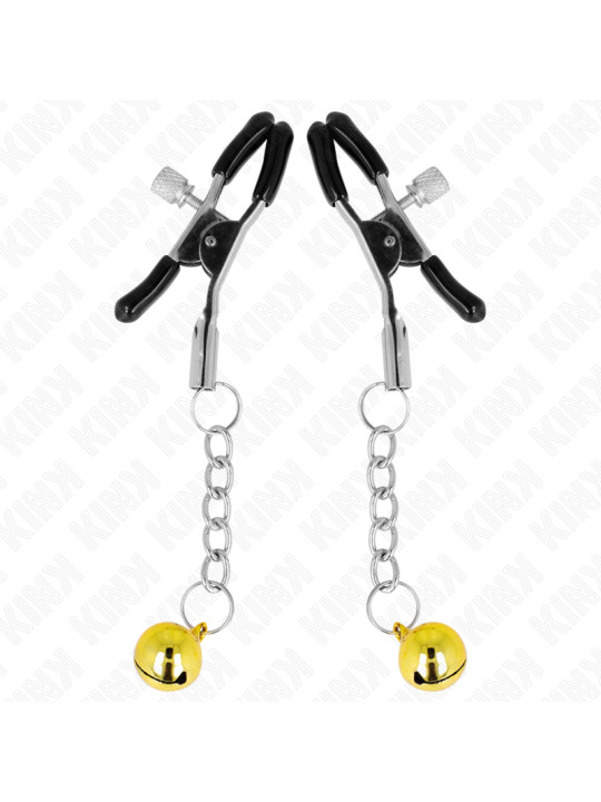 PINZAS PARA PEZONES CON CASCABEL DORADO KINK 6 CM DE LA MARCA KINK NIPPLE GRIP