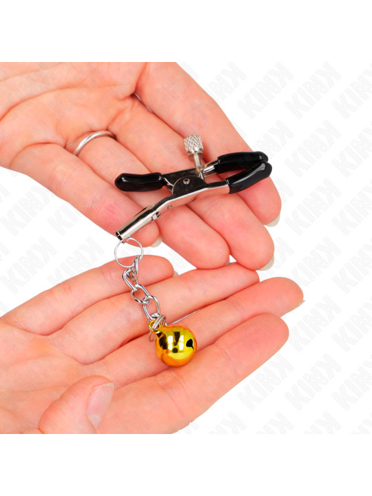 PINZAS PARA PEZONES CON CASCABEL DORADO KINK 6 CM DE LA MARCA KINK NIPPLE GRIP