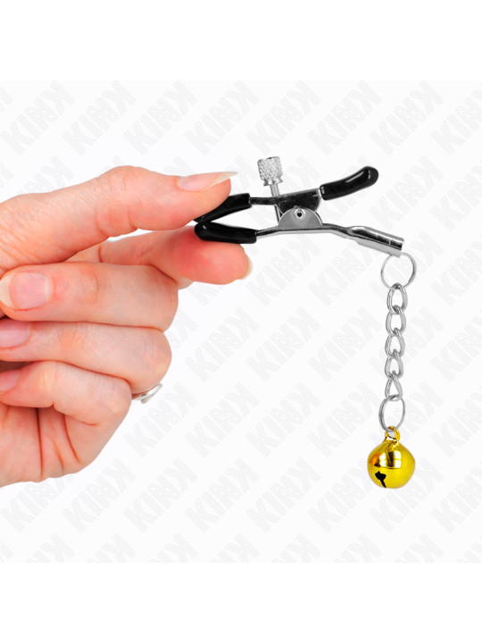PINZAS PARA PEZONES CON CASCABEL DORADO KINK 6 CM DE LA MARCA KINK NIPPLE GRIP