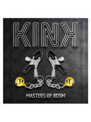 PINZAS PARA PEZONES CON CASCABEL DORADO KINK 6 CM DE LA MARCA KINK NIPPLE GRIP