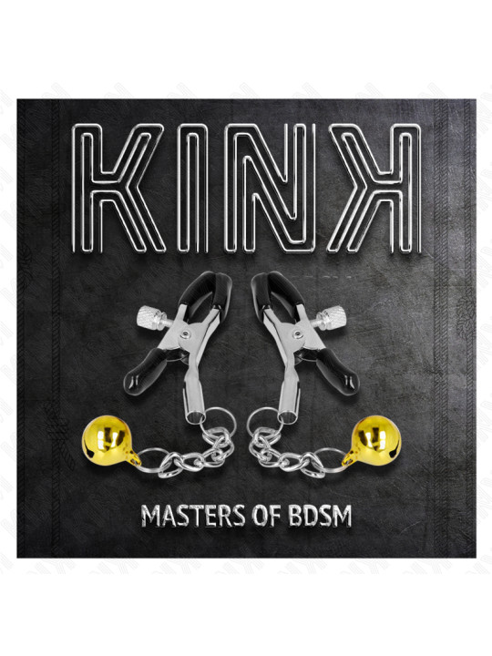 PINZAS PARA PEZONES CON CASCABEL DORADO KINK 6 CM DE LA MARCA KINK NIPPLE GRIP