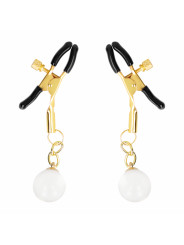 PINZAS PARA PEZONES DORADAS CON COLGANTE DE VIDRIO KINK DE LA MARCA KINK NIPPLE GRIP