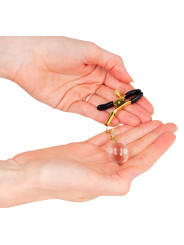 PINZAS PARA PEZONES DORADAS CON COLGANTE DE VIDRIO KINK DE LA MARCA KINK NIPPLE GRIP