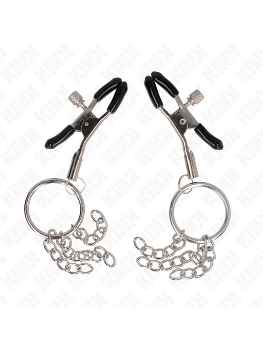 PINZAS PARA PEZONES CON ARO Y CADENAS PLATEADAS KINK DE LA MARCA KINK NIPPLE GRIP