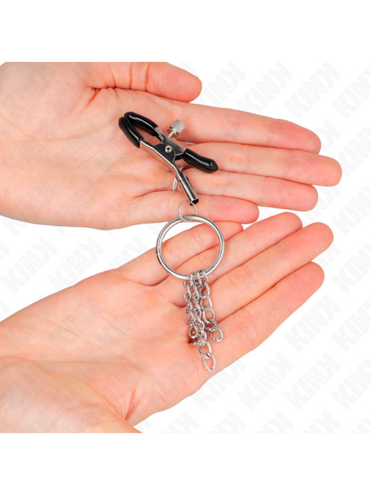 PINZAS PARA PEZONES CON ARO Y CADENAS PLATEADAS KINK DE LA MARCA KINK NIPPLE GRIP
