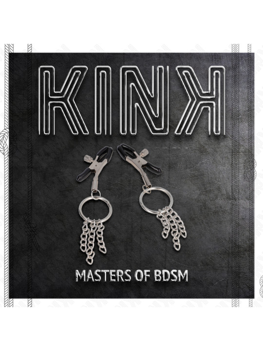 PINZAS PARA PEZONES CON ARO Y CADENAS PLATEADAS KINK DE LA MARCA KINK NIPPLE GRIP