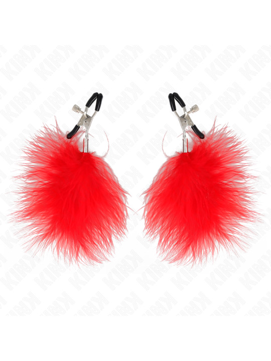 PINZAS PARA PEZONES CON PLUMA KINK ROJO 7 CM DE LA MARCA KINK NIPPLE GRIP