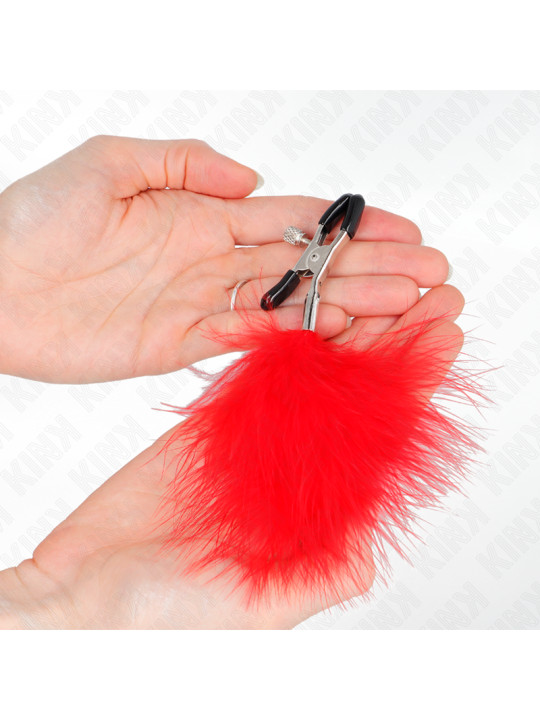 PINZAS PARA PEZONES CON PLUMA KINK ROJO 7 CM DE LA MARCA KINK NIPPLE GRIP