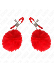PINZAS PARA PEZONES CON POMPÓN ROJO KINK 6 CM DE LA MARCA KINK NIPPLE GRIP
