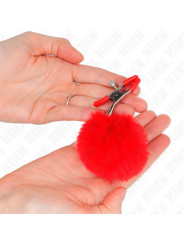 PINZAS PARA PEZONES CON POMPÓN ROJO KINK 6 CM DE LA MARCA KINK NIPPLE GRIP