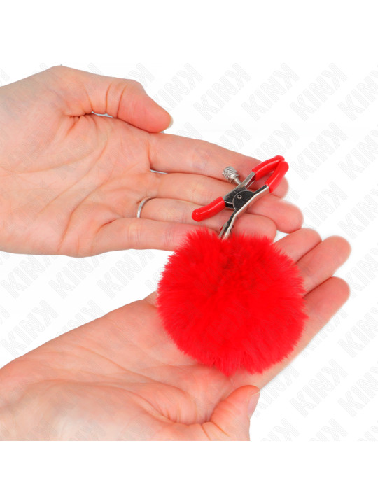 PINZAS PARA PEZONES CON POMPÓN ROJO KINK 6 CM DE LA MARCA KINK NIPPLE GRIP