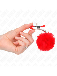PINZAS PARA PEZONES CON POMPÓN ROJO KINK 6 CM DE LA MARCA KINK NIPPLE GRIP