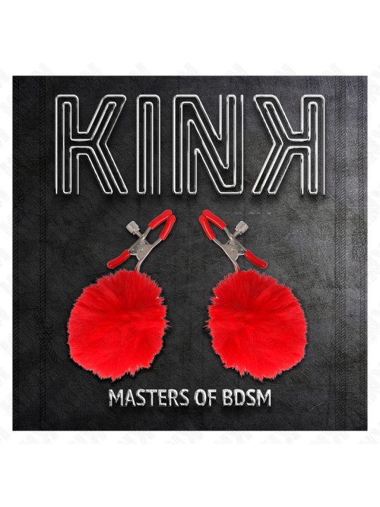 PINZAS PARA PEZONES CON POMPÓN ROJO KINK 6 CM DE LA MARCA KINK NIPPLE GRIP