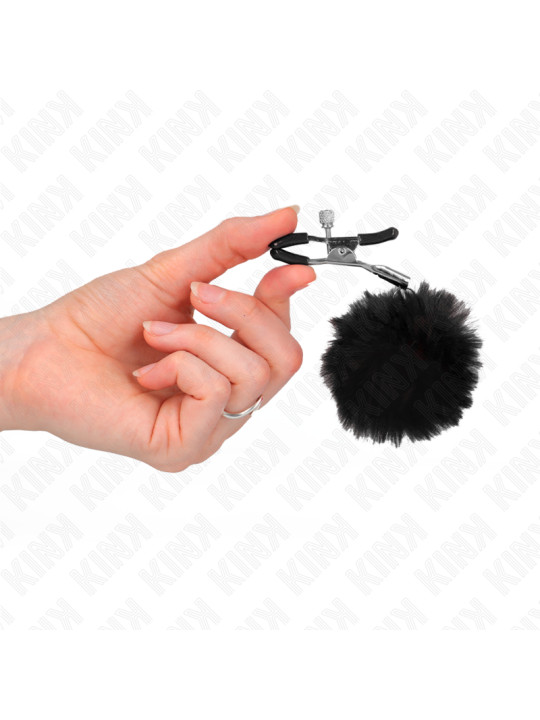 PINZAS PARA PEZONES CON POMPÓN NEGRO KINK 6 CM DE LA MARCA KINK NIPPLE GRIP