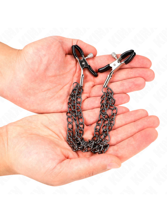 PINZAS PARA PEZONES CON CADENAS KINK - NEGRO 20/23/28 CM DE LA MARCA KINK NIPPLE GRIP
