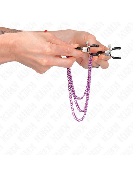 PINZAS PARA PEZONES CON CADENA VIOLETA KINK BDSM DE LA MARCA KINK NIPPLE GRIP