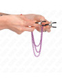 PINZAS PARA PEZONES CON CADENA VIOLETA KINK BDSM DE LA MARCA KINK NIPPLE GRIP