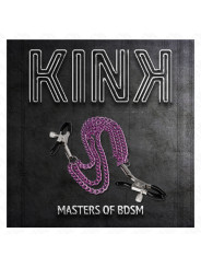 PINZAS PARA PEZONES CON CADENA VIOLETA KINK BDSM DE LA MARCA KINK NIPPLE GRIP