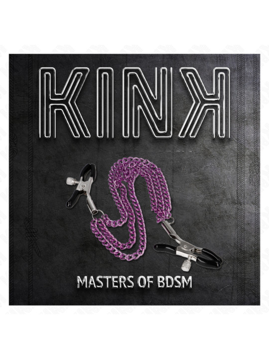 PINZAS PARA PEZONES CON CADENA VIOLETA KINK BDSM DE LA MARCA KINK NIPPLE GRIP