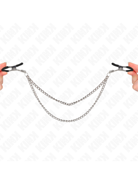 PINZAS PARA PEZONES CON CADENAS KINK PLATEADO 20/23 CM DE LA MARCA KINK NIPPLE GRIP