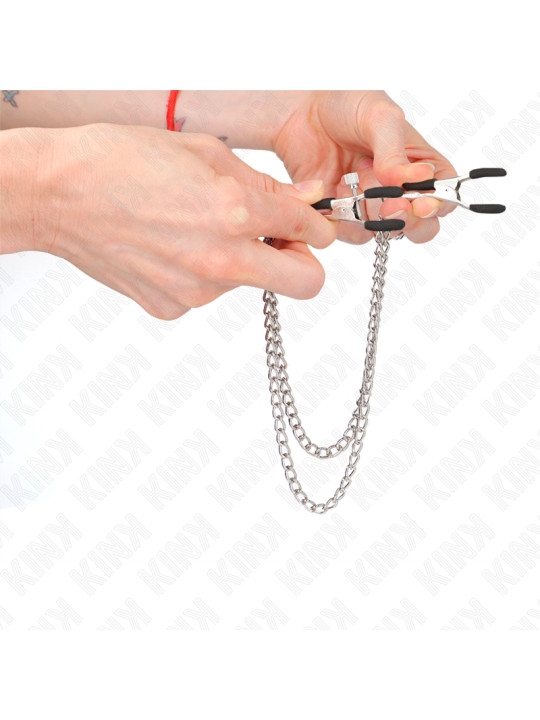 PINZAS PARA PEZONES CON CADENAS KINK PLATEADO 20/23 CM DE LA MARCA KINK NIPPLE GRIP