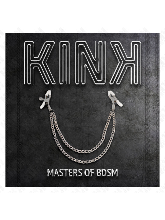 PINZAS PARA PEZONES CON CADENAS PLATEADAS KINK 20/23 CM DE LA MARCA KINK NIPPLE GRIP