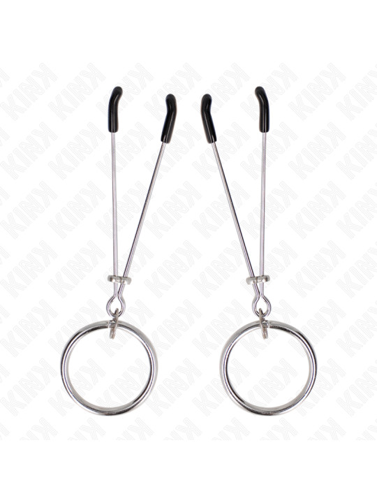 PINZAS PARA PEZONES CON ARO PLATEADO KINK 7 CM DE LA MARCA KINK NIPPLE GRIP