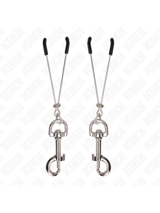 PINZAS PARA PEZONES CON GANCHO PLATEADO KINK 7 CM DE LA MARCA KINK NIPPLE GRIP