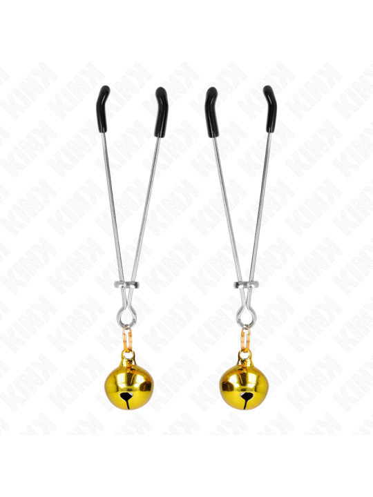 PINZAS PARA PEZONES CON CASCABEL DORADO KINK 7 CM DE LA MARCA KINK NIPPLE GRIP