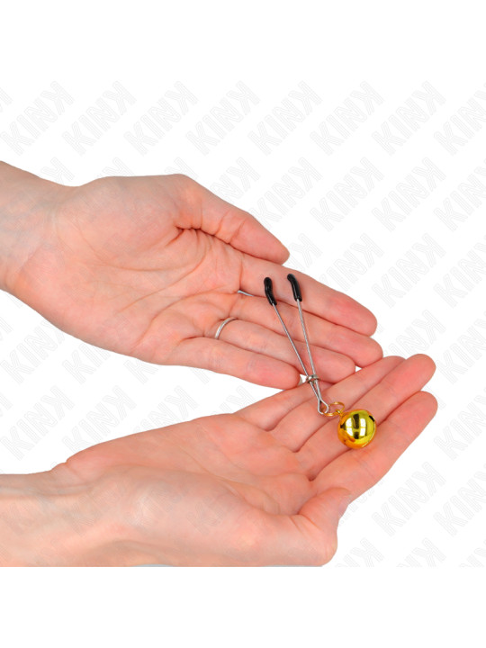 PINZAS PARA PEZONES CON CASCABEL DORADO KINK 7 CM DE LA MARCA KINK NIPPLE GRIP