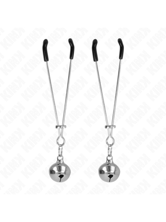 PINZAS PARA PEZONES CON CASCABEL PLATEADO KINK 7 CM DE LA MARCA KINK NIPPLE GRIP