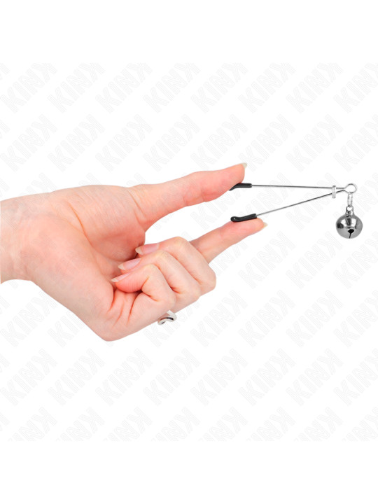 PINZAS PARA PEZONES CON CASCABEL PLATEADO KINK 7 CM DE LA MARCA KINK NIPPLE GRIP