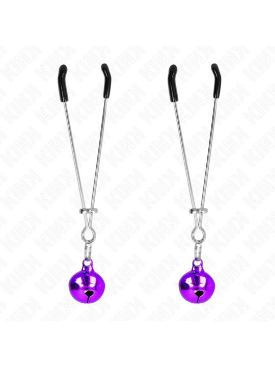 PINZAS PARA PEZONES CON CASCABEL VIOLETA KINK 7 CM DE LA MARCA KINK NIPPLE GRIP