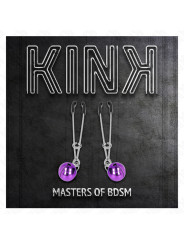 PINZAS PARA PEZONES CON CASCABEL VIOLETA KINK 7 CM DE LA MARCA KINK NIPPLE GRIP