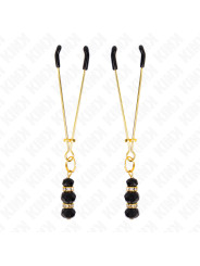 PINZAS PARA PEZONES DORADAS CON BOLA DE VIDRIO NEGRO KINK DE LA MARCA KINK NIPPLE GRIP