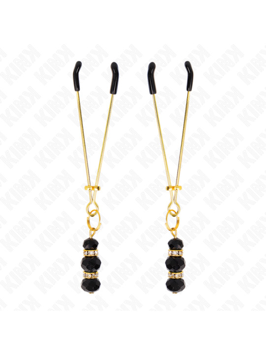 PINZAS PARA PEZONES DORADAS CON BOLA DE VIDRIO NEGRO KINK DE LA MARCA KINK NIPPLE GRIP