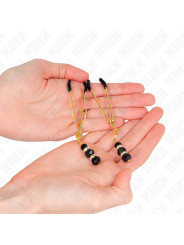PINZAS PARA PEZONES DORADAS CON BOLA DE VIDRIO NEGRO KINK DE LA MARCA KINK NIPPLE GRIP