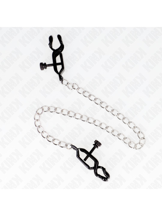 PINZAS PARA PEZONES CON CADENA NEGRO PLATEADO 30 CM DE LA MARCA KINK NIPPLE GRIP