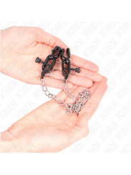 PINZAS PARA PEZONES CON CADENA NEGRO PLATEADO 30 CM DE LA MARCA KINK NIPPLE GRIP