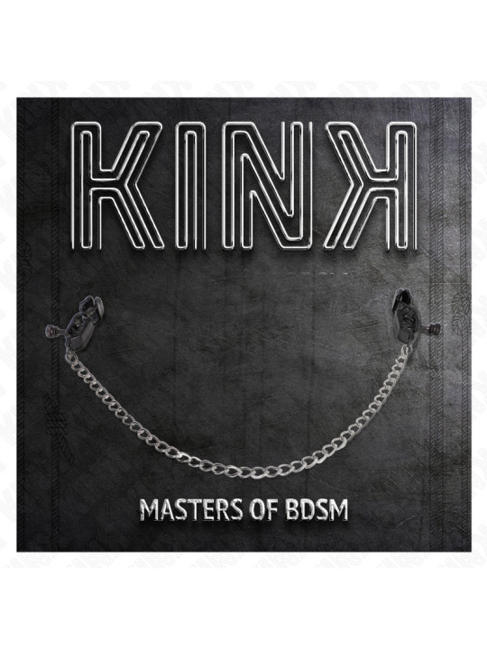 PINZAS PARA PEZONES CON CADENA NEGRO PLATEADO 30 CM DE LA MARCA KINK NIPPLE GRIP