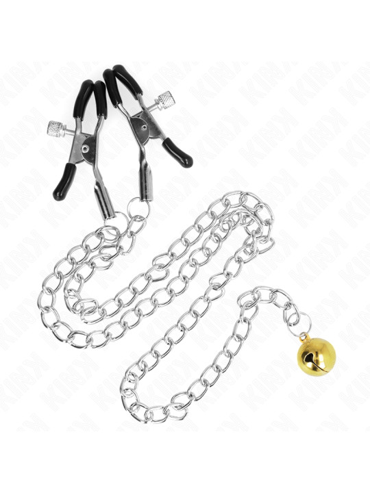 PINZAS PARA PEZONES CON CAMPANA DORADO Y CADENA KINK DE LA MARCA KINK NIPPLE GRIP