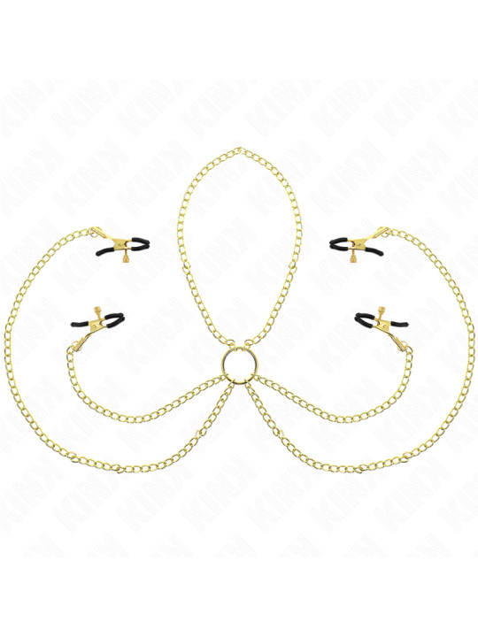 PINZAS PARA PEZONES Y CLÍTORIS 4 ENGANCHES AJUSTABLES DORADO KINK DE LA MARCA KINK NIPPLE GRIP
