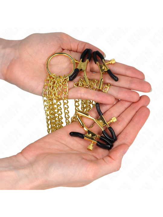PINZAS PARA PEZONES Y CLÍTORIS 4 ENGANCHES AJUSTABLES DORADO KINK DE LA MARCA KINK NIPPLE GRIP