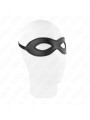 ANTIFAZ BDSM CON REMACHES KINK - NEGRO, SATÉN AJUSTABLE DE LA MARCA KINK MASKED ALLURE