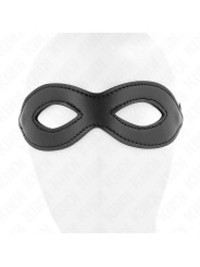 ANTIFAZ BDSM CON REMACHES KINK - NEGRO, SATÉN AJUSTABLE DE LA MARCA KINK MASKED ALLURE